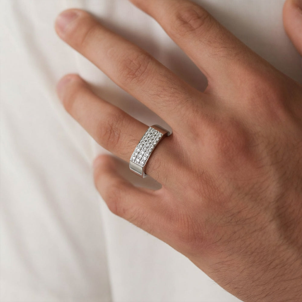 Silver Grid - Lab Diamond Men's Ring