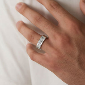 Silver Grid - Lab Diamond Men's Ring