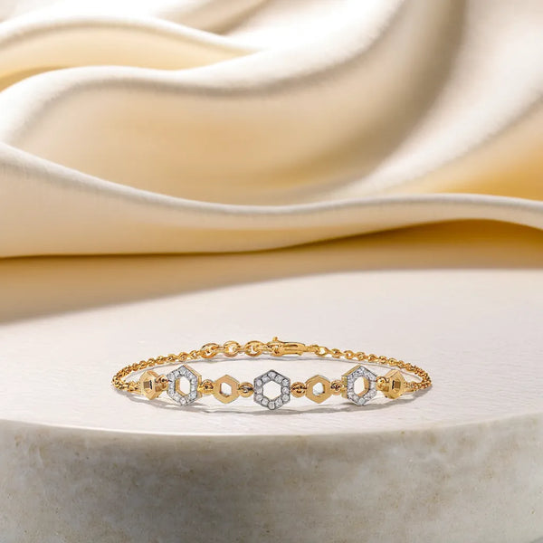 Hexagon Chic - Lab Grown Diamond Bracelet  - Lukson 