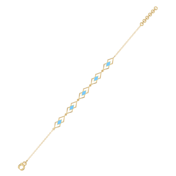 Icy Blue Enamel Geometric 925 sterling silver - Lab Grown Diamond Bracelet - Lukson 