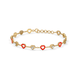 Red Heart - Lab Diamond Station Bracelet
