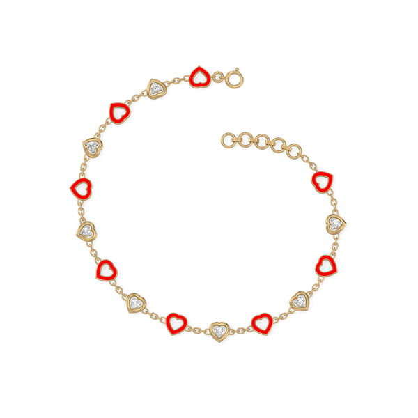 Red Heart - Lab Grown Diamond Station Bracelet for Women - Lukson 