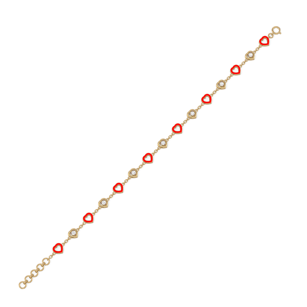 Red Heart 925 sterling silver - Lab Grown Diamond Station Bracelet - Lukson 