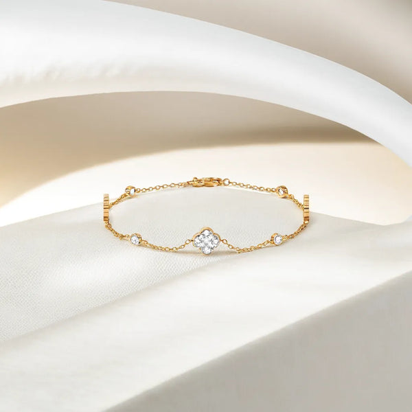 Midnight Enchanted - Lab Grown Diamond Clover Bracelet - Lukson 