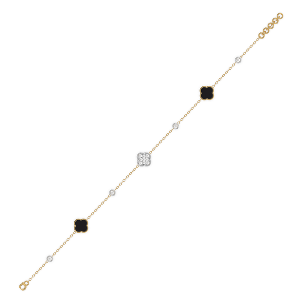 Midnight Enchanted 18kt Gold Vermeil - Lab Grown Diamond Clover Bracelet- Lukson 