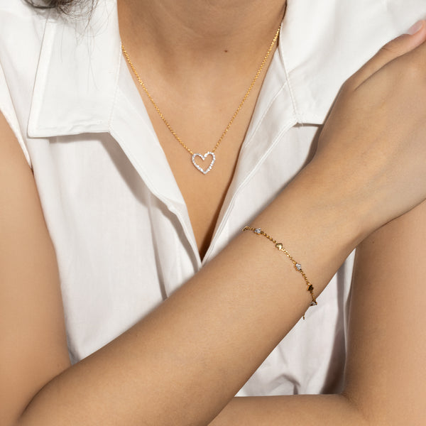 Beating Heart - Lab Grown Diamond Station Bracelet for Women - Lukson 