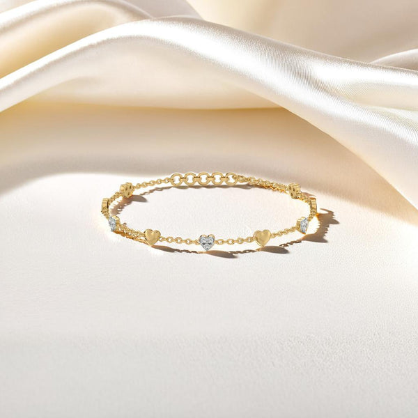 Lukson Beating Heart 925 sterling silver - Lab Grown Diamond Station Bracelet