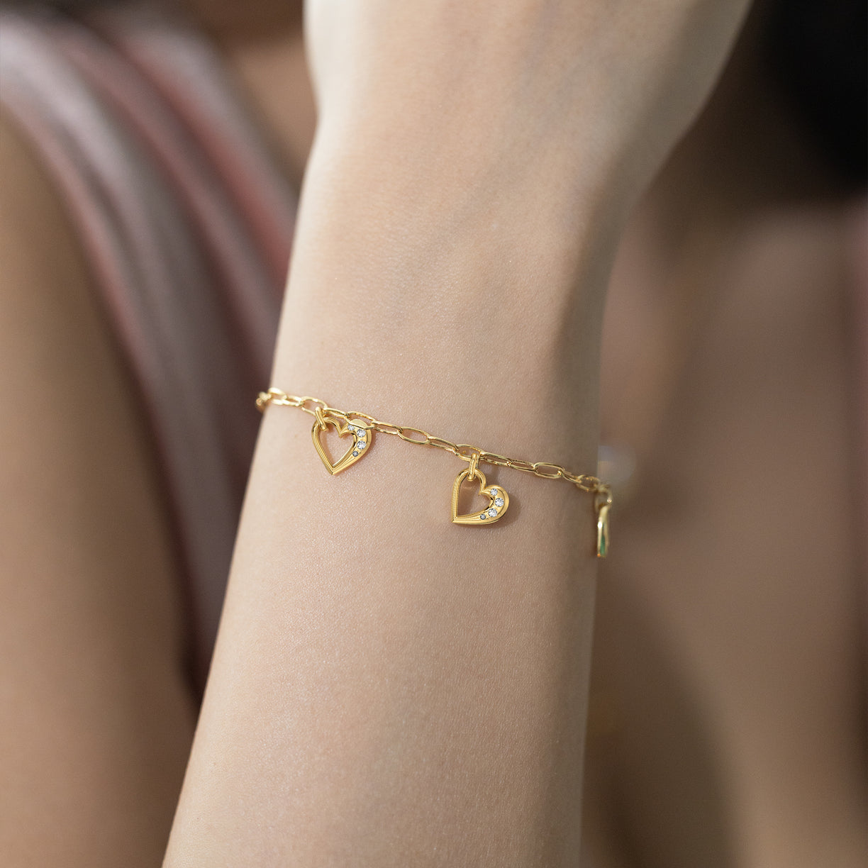 Hearts Unfold - Lab Diamond Charm Bracelet