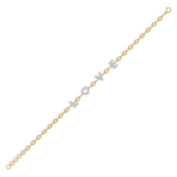 Endless Love Letter 18kt Gold Vermeil - Lab GrownDiamond Charm Bracelet - Lukson 