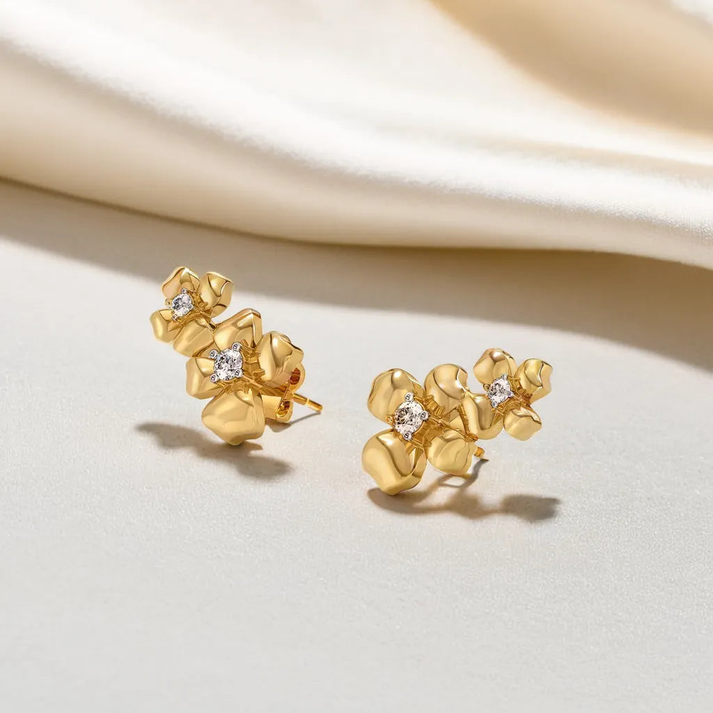 Petal Play - Lab Diamond Stud Earrings