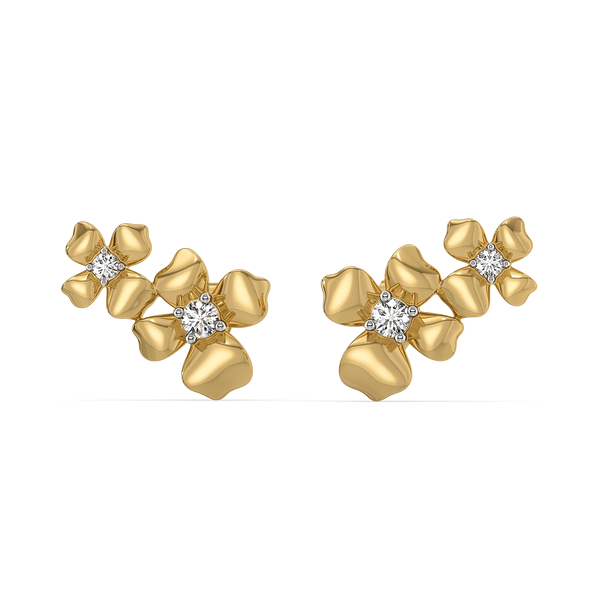Lukson Petal Play 18k Gold Lab Grown Diamond Stud Earrings Online 