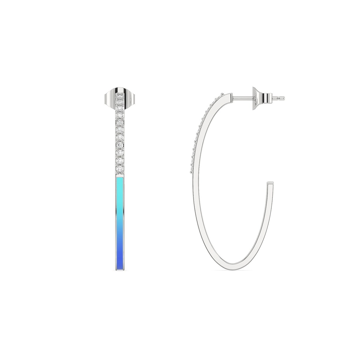 Blue Haze - Lab Diamond Hoop Earrings