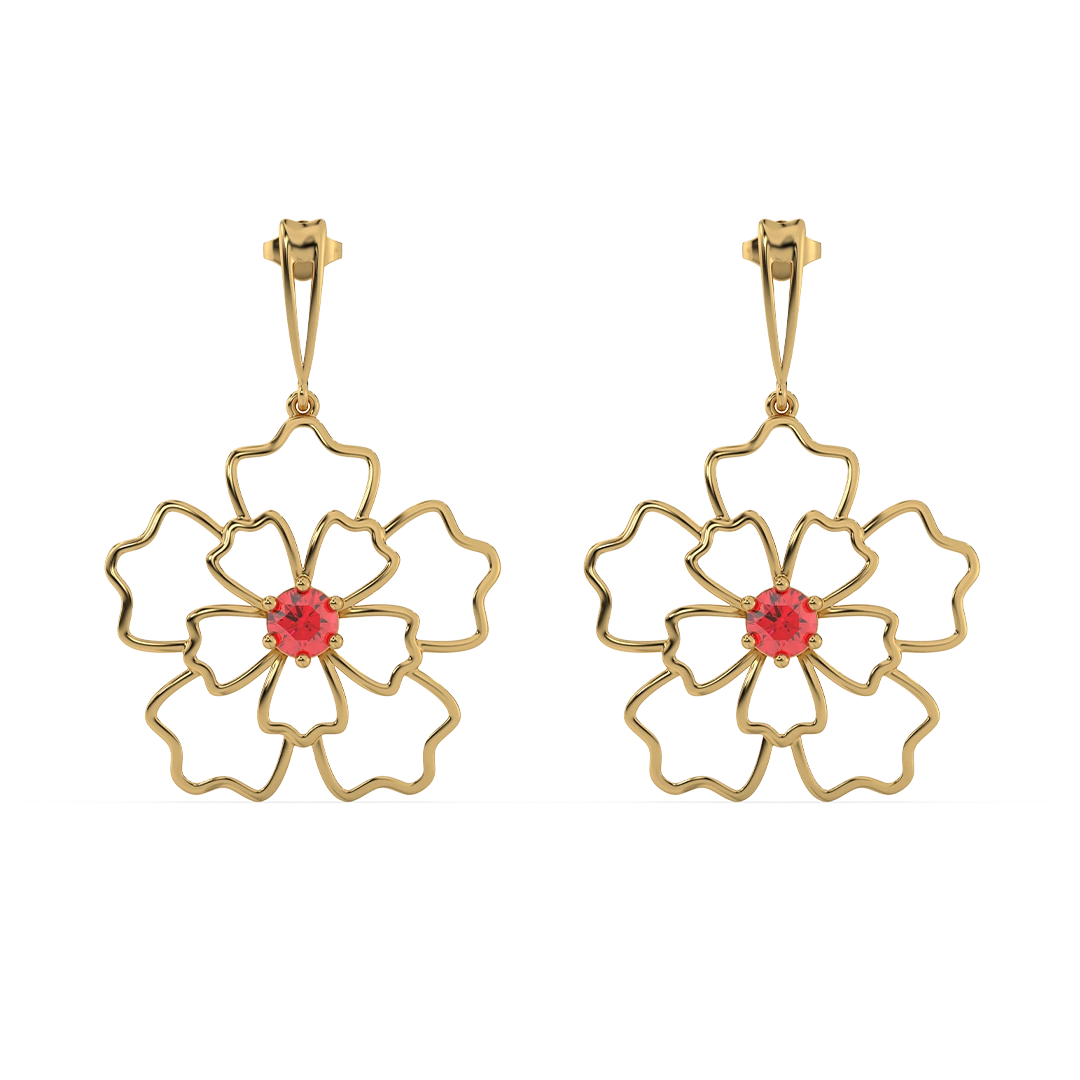 Crimson Bloom - Ruby Drops Earrings