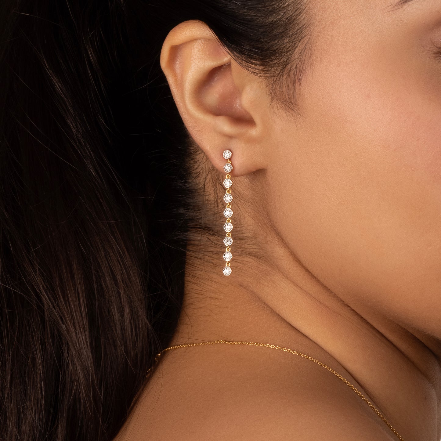 Lustrous Bezel Drop Earrings