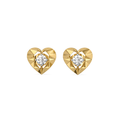 Golden Heart Solitaire Studs