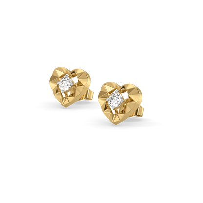 Golden Heart Solitaire Studs