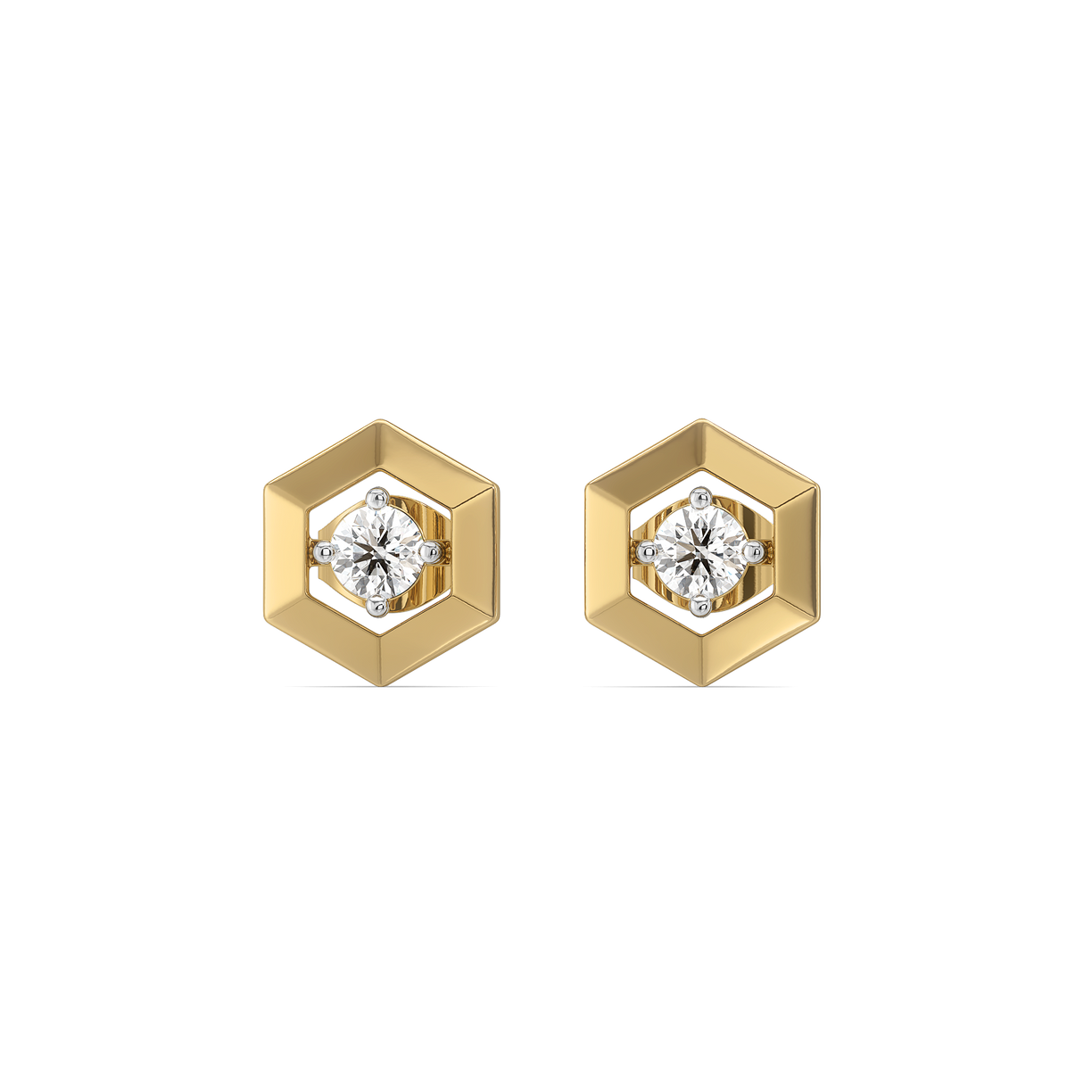 Hexa Solitaire - Lab Diamond Stud Earrings