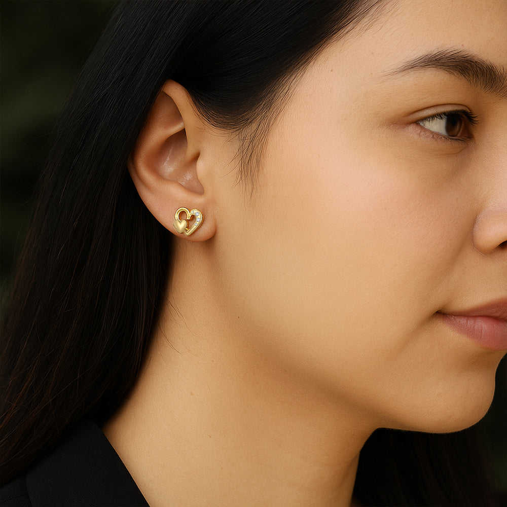 Lukson lab diamond heart shape studs