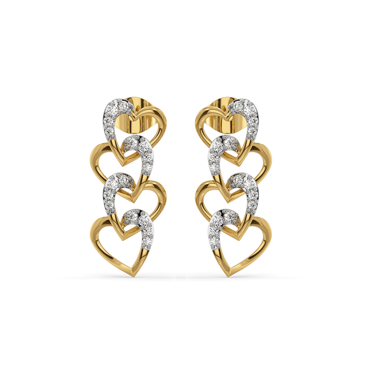 Linked Heart - Lab Diamond Drop Earrings