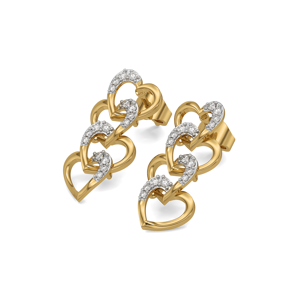 Linked Heart - Lab Diamond Drop Earrings