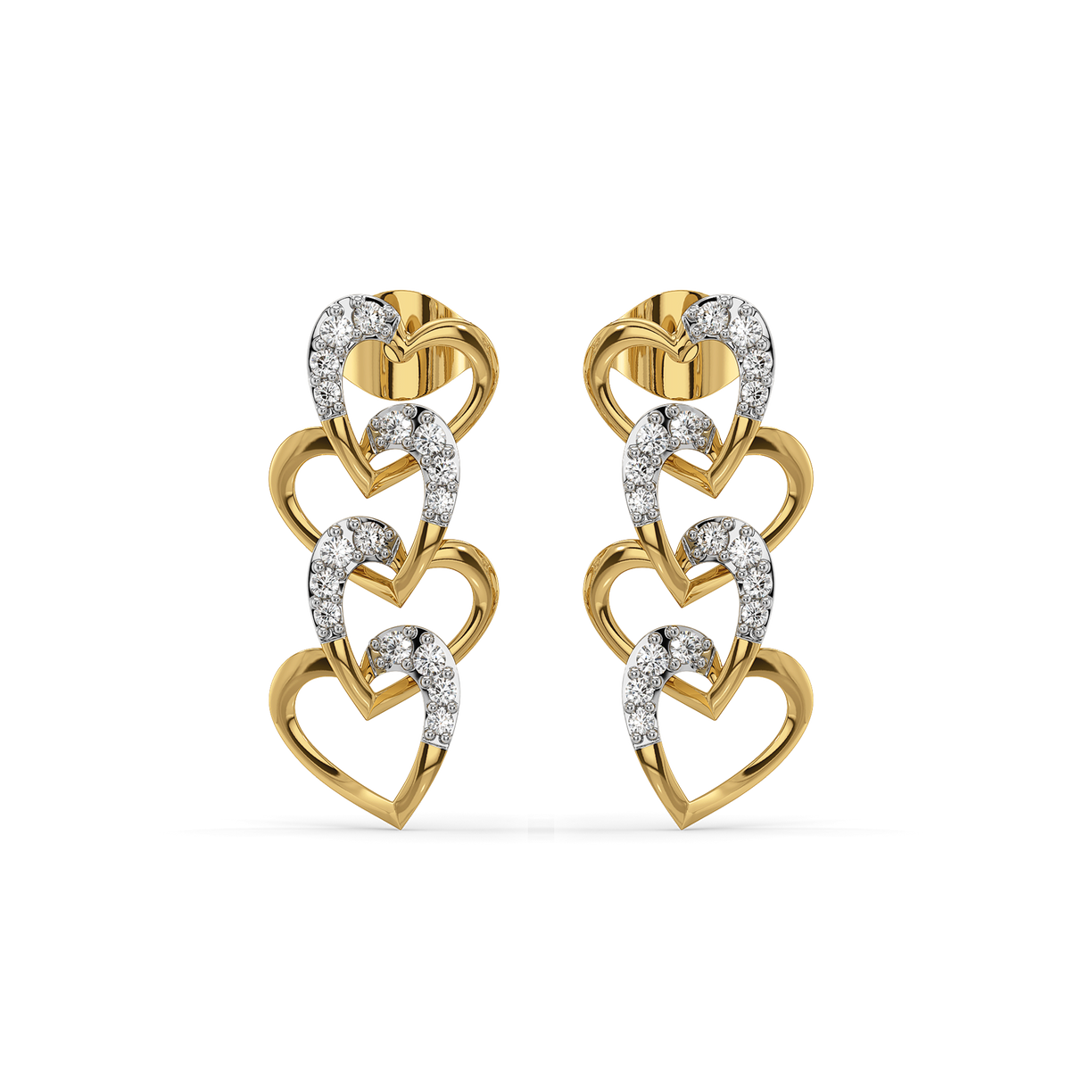 Linked Heart - Lab Diamond Drop Earrings