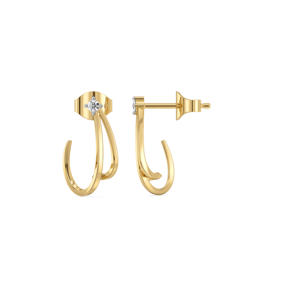 Soft Arc Hoop 18k Gold Lab Grown Diamond Earrings Online - Lukson
