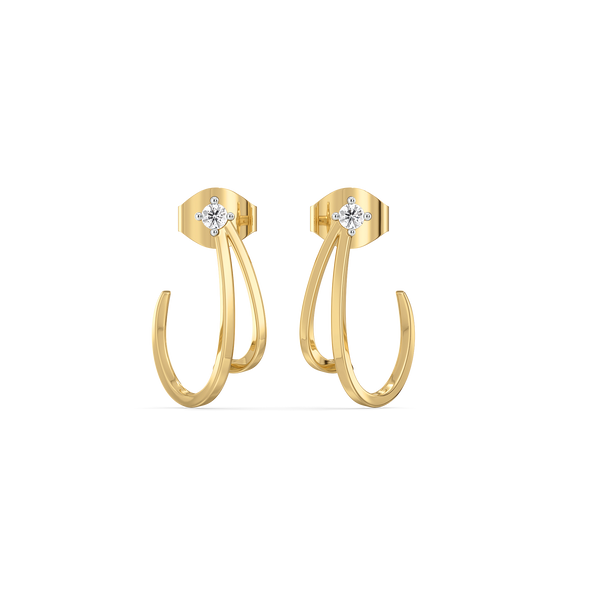Lukson Soft Arc Hoop 18k Gold Lab Grown Diamond Earrings for Women 
