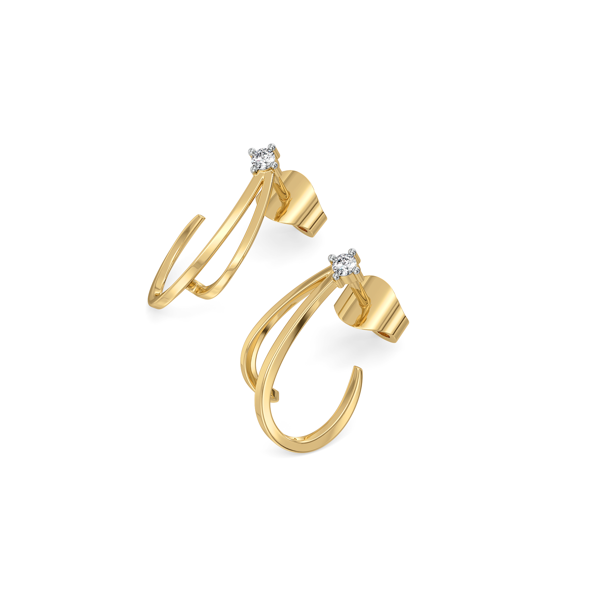 Soft Arc Hoop - Lab Diamond Earrings