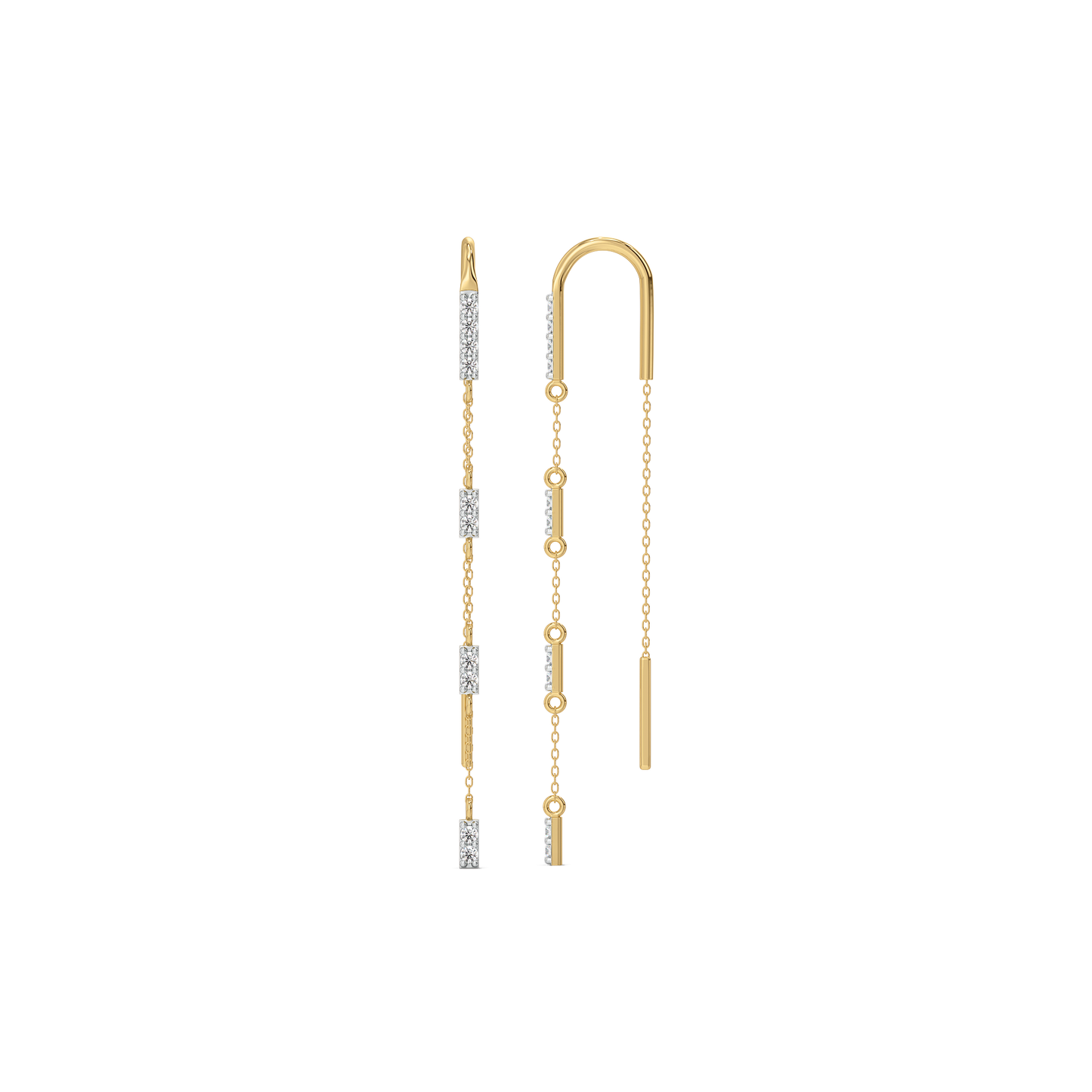 Silk Thread Sui Dhaga - Lab Diamond Earrings