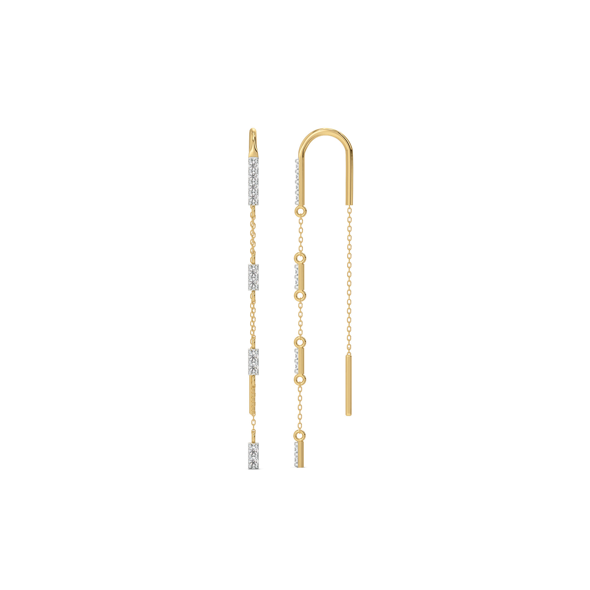 Silk Thread Sui Dhaga - Lab Diamond Earrings