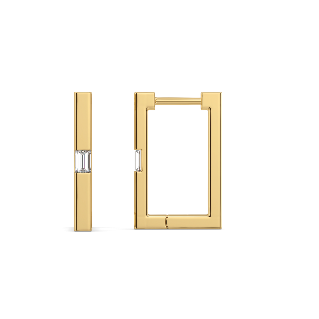 Modern Baguette Hoop - Lab Diamond Earrings