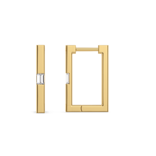 Lukson Modern Baguette Hoop Lab Diamond Earrings  

