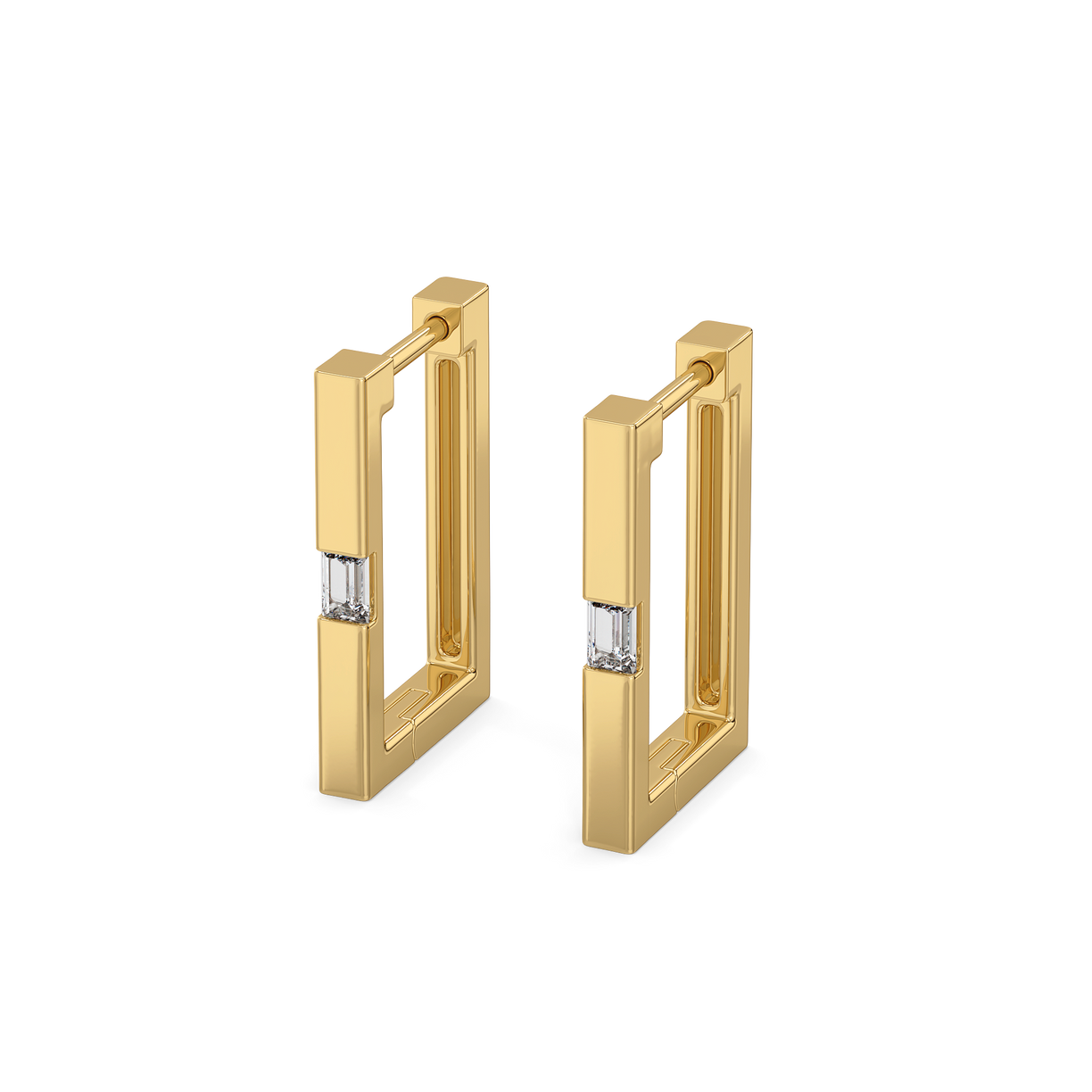 Modern Baguette Hoop - Lab Diamond Earrings