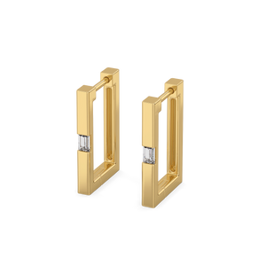 Modern Baguette Hoop - Lab Diamond Earrings