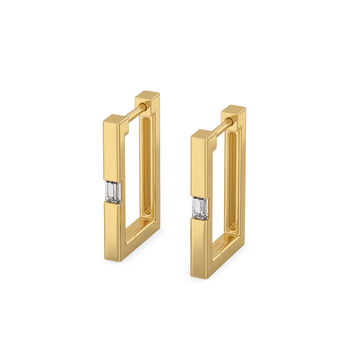 Modern Baguette Hoop - Lab Diamond Earrings