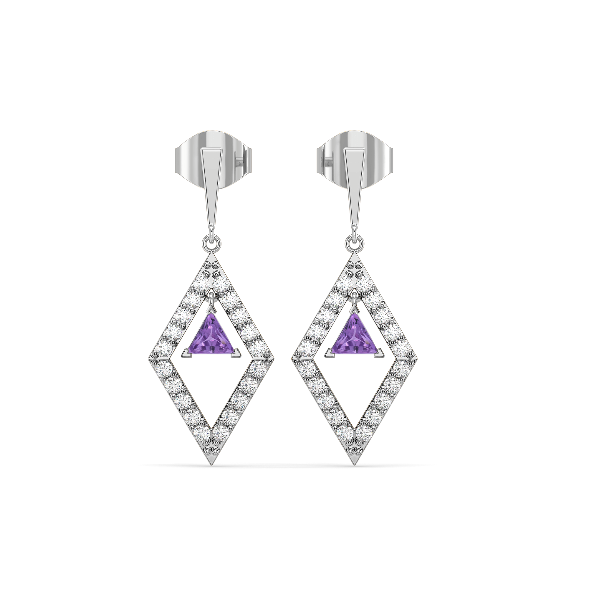Ultra Violet Glow - Lab Diamond Drop Earrings