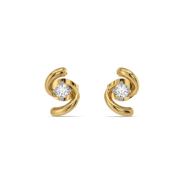 Twist of Light - Pure Gold Lab Diamond Stud Earrings