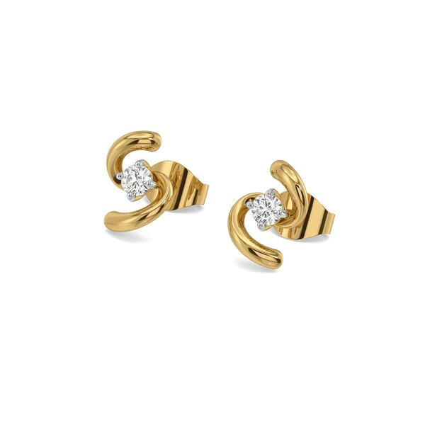 Twist of Light - Pure Gold Lab Diamond Stud Earrings
