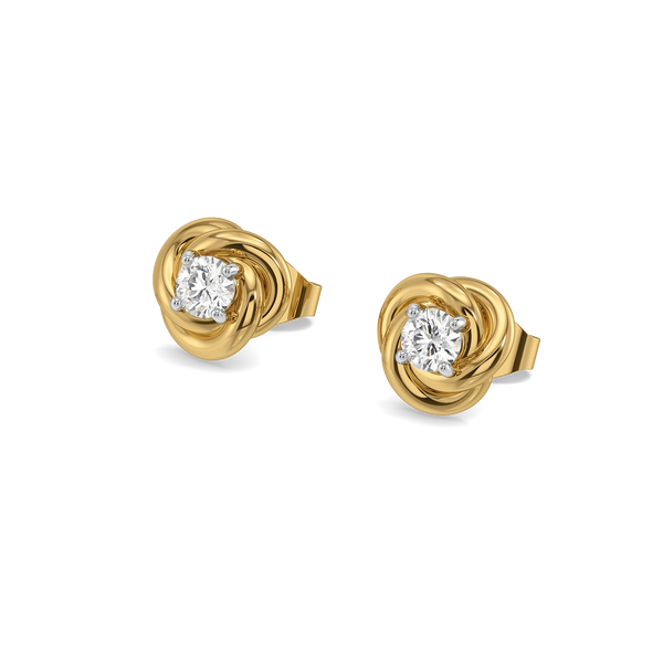 Soft Flow - Pure Gold Lab Diamond Stud Earrings