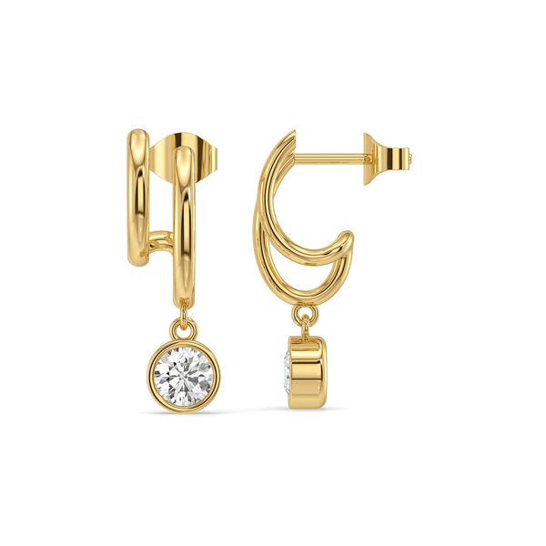 Draped in Gold Swing - Pure Gold Lab Diamond Hoop Earrings