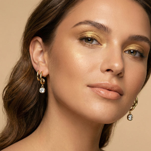 Draped in Gold Swing - Pure Gold Lab Diamond Hoop Earrings