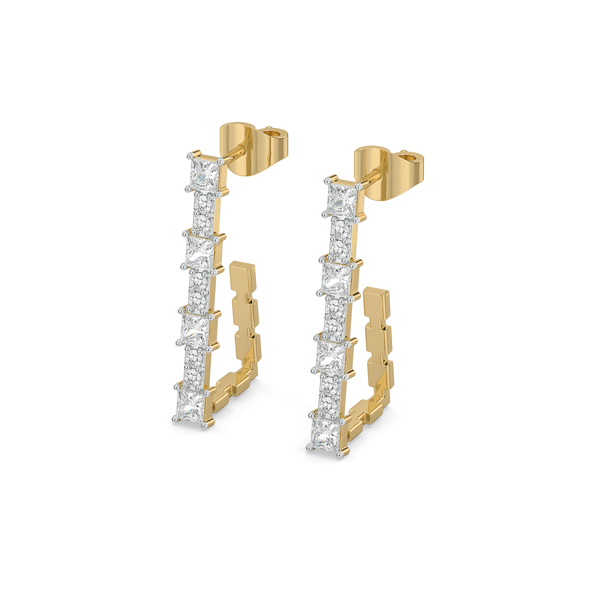 Princess Pathway Hoop - Pure Gold Lab Diamond Earrings