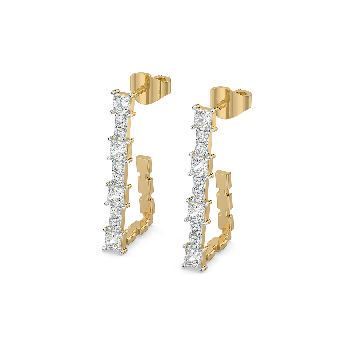 Princess Pathway Hoop - Pure Gold Lab Diamond Earrings