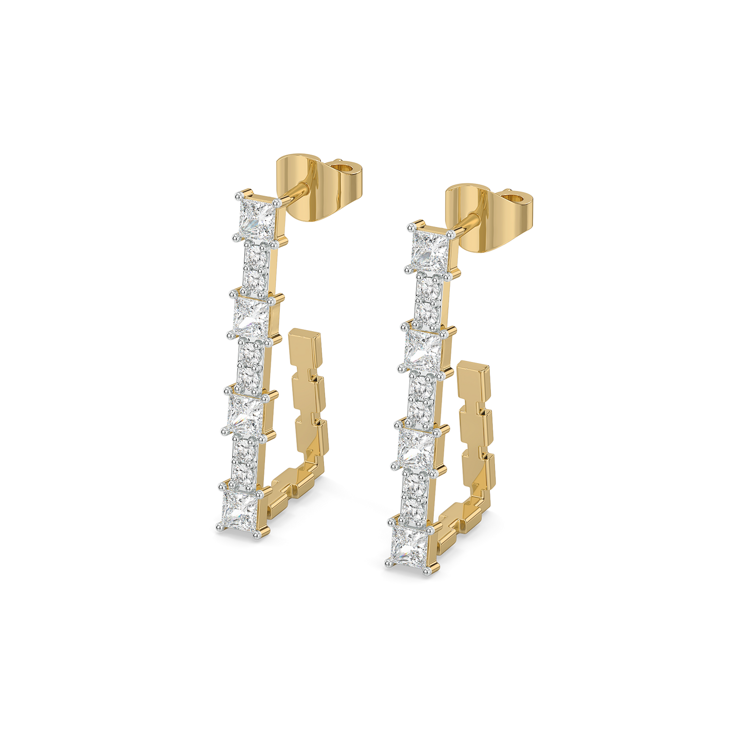 Princess Pathway Hoop - Pure Gold Lab Diamond Earrings