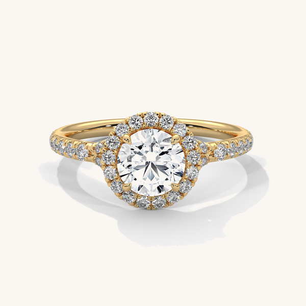 Lukson Halo Glow Pure Gold Lab Grown Diamond Solitaire Ring