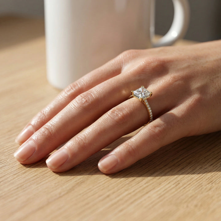 Poised Princess - Pure Gold Lab Diamond Solitaire Ring