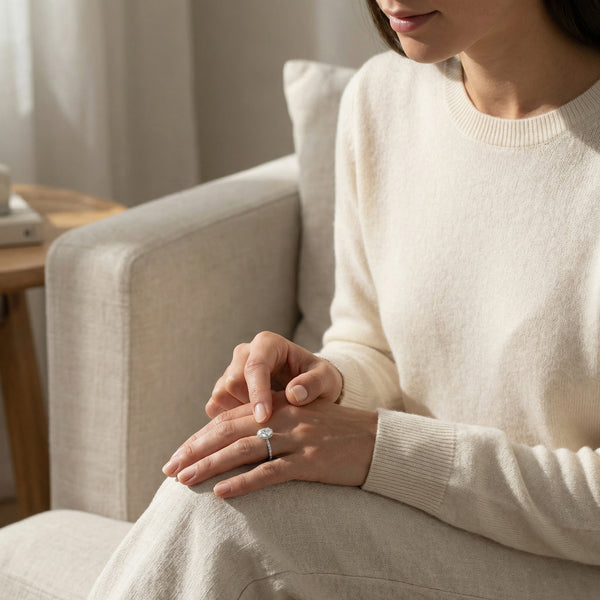 Moonlit Embrace - Pure Gold Lab Diamond Solitaire Ring