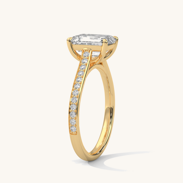 Lukson Emerald Gold Lab Grown Diamond Solitaire Ring in India