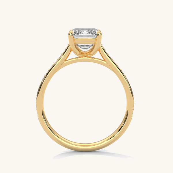 Lukson Emerald Gold Lab Grown Diamond Solitaire Ring