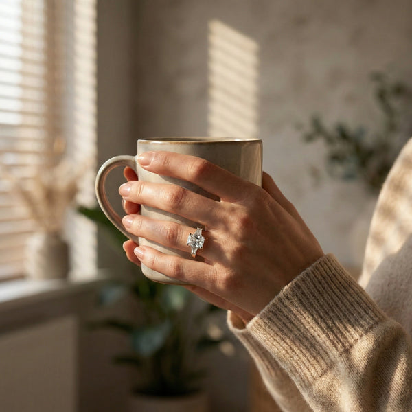 Crescent Radiant - Pure Gold Lab Diamond Solitaire Ring